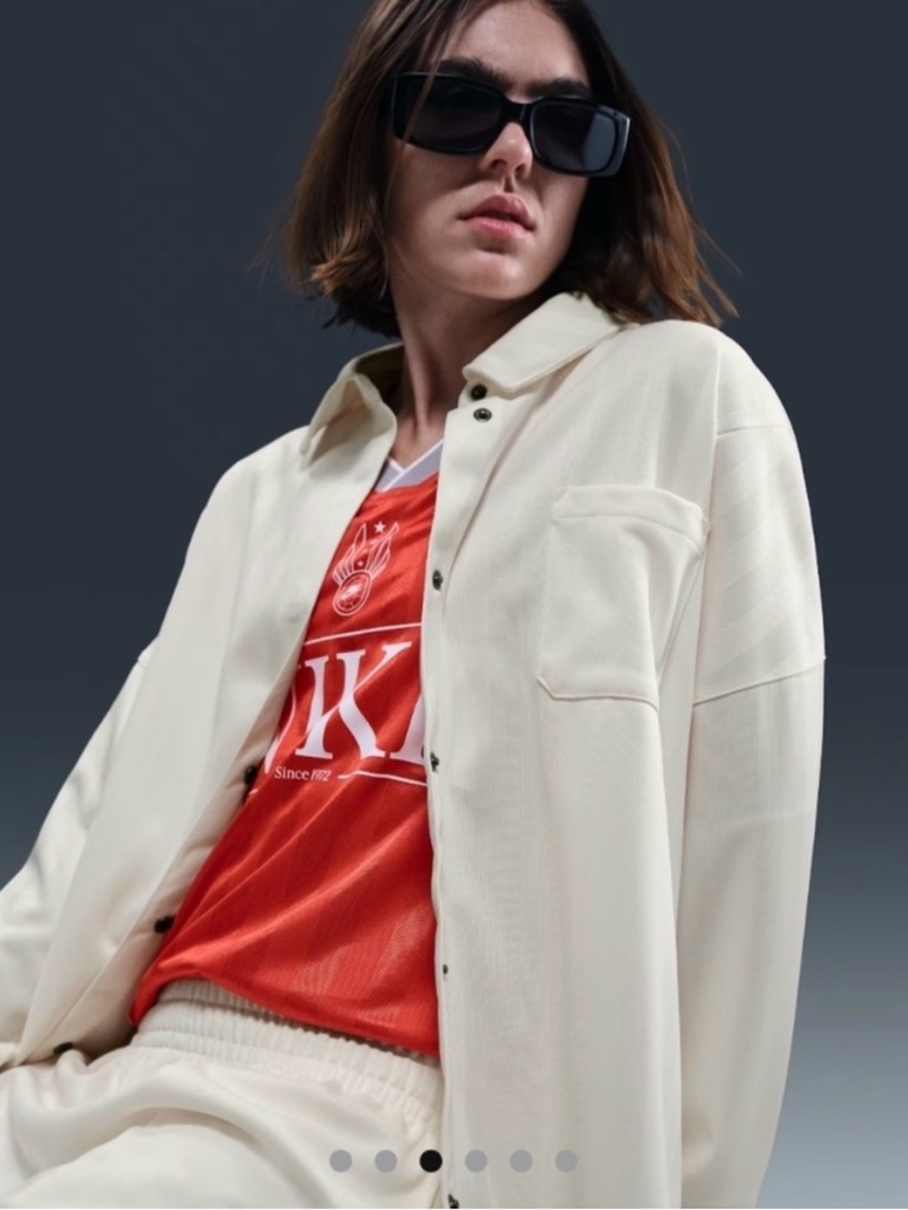 Nike Women’s Oversized Fit Jacquard Striped Button Down NWT $80